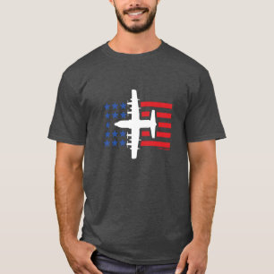 Camiseta C-130 Hércules Jet Blue Stars e Red Stripes