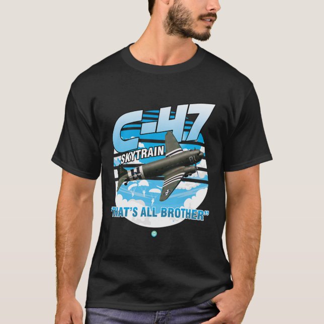 Camiseta C-47 Porta-Camisas do Avião de Transporte WWII Sky (Frente)