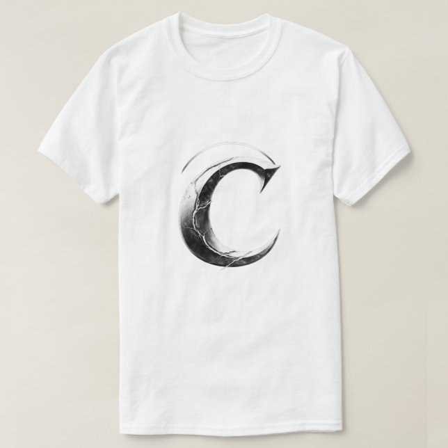 Camiseta C de letra gótica escura - Shadow C (Frente do Design)