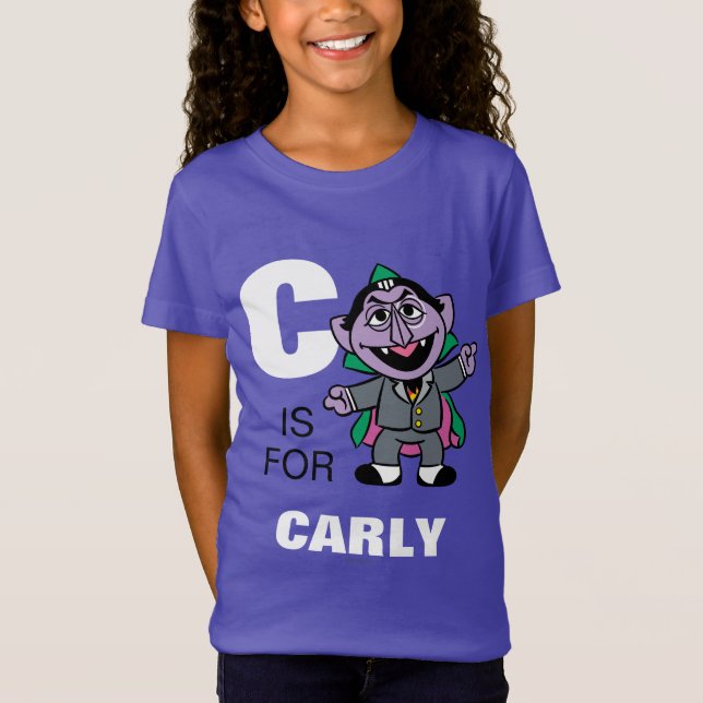 Camiseta C é de Count von Count | Adicione seu Nome (Frente)