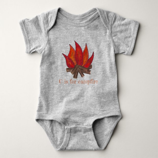 Camiseta C é para Campos de Campfire Flames Logs ao ar livr (Frente)