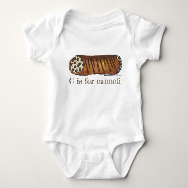 Camiseta C é para Cannoli — Alfabeto pasteleiro italiano (Frente)