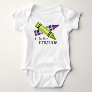 Camiseta C é para Crayons Purple Green Art Class Crayon ABC