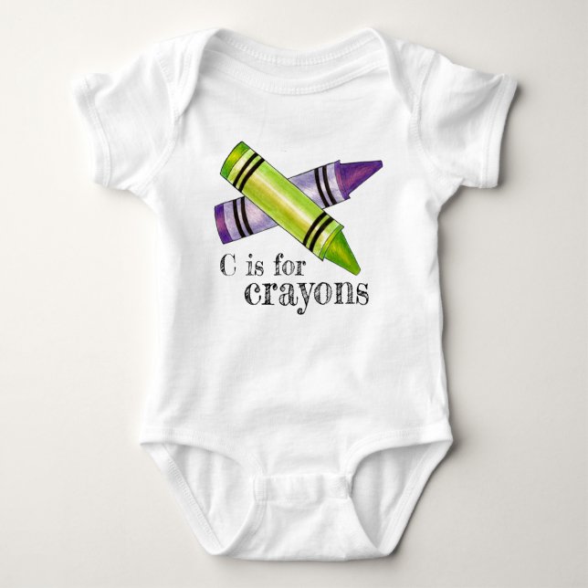 Camiseta C é para Crayons Purple Green Art Class Crayon ABC (Frente)
