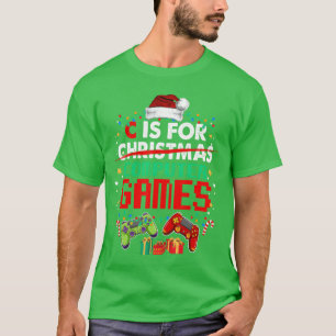 Camiseta C é para jogos de computador jogador de natal