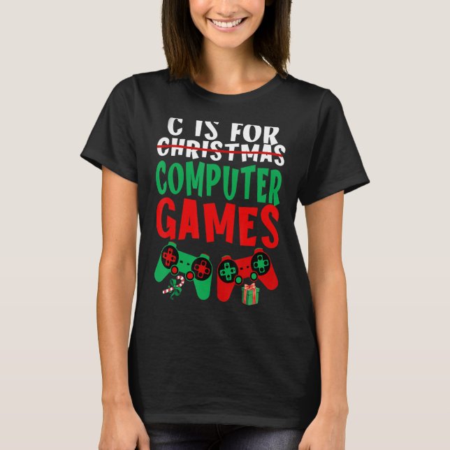 Camiseta C É Para Jogos De Computador Jovens Homens De Nata (Frente)
