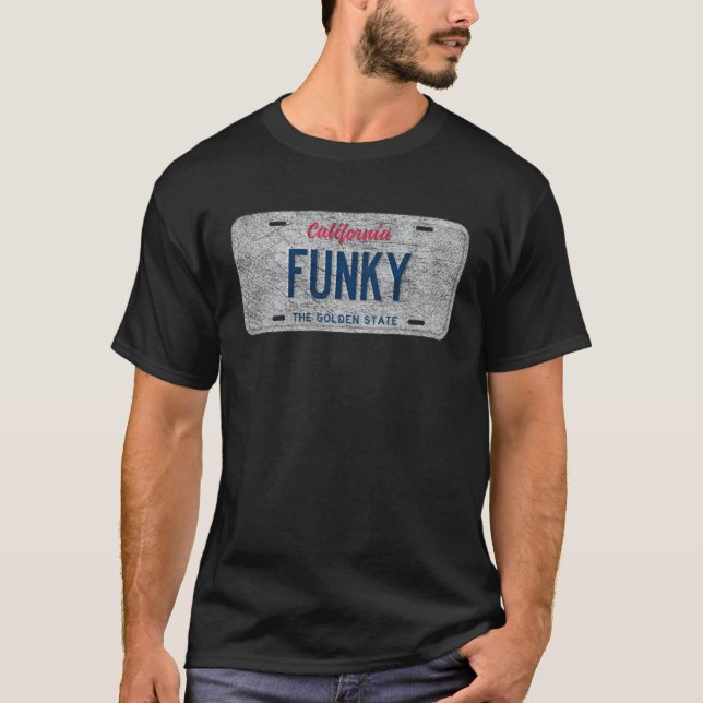 Camiseta CA State Vanity License Plate FUNKY (Frente)