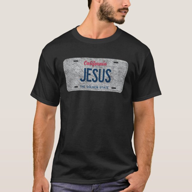 Camiseta CA State Vanity License Plate JESUS (Frente)