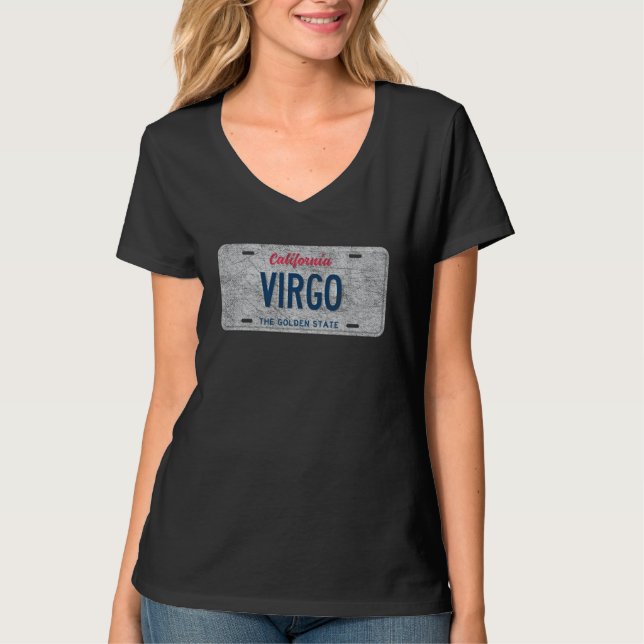 Camiseta CA State Vanity License Plate VIRGO (Frente)