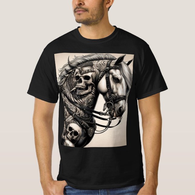 Camiseta Caballo Metalero Tatuado: Rock y naturaleza (Frente)