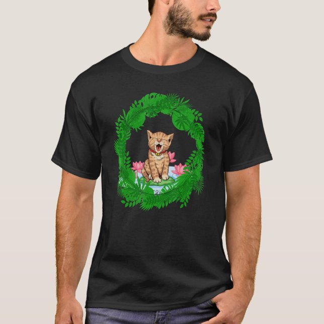 Camiseta Cabana Floresta de Cogumelo de Gato 1 (Frente)