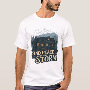 Camiseta Cabana Rústica na Tempestade – Paz na Natureza