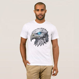 Camiseta Cabeça Cibernética de Águia Robótica Futurista Águ