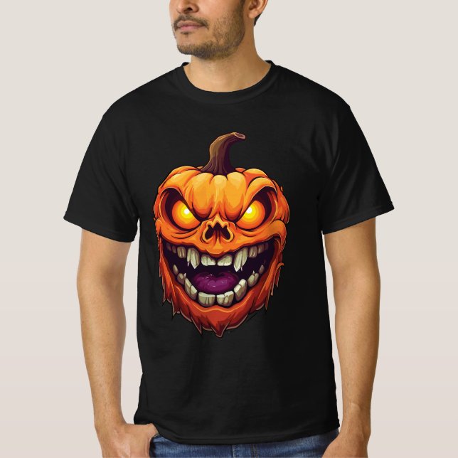 Camiseta Cabeça de Abóbora de Grinning Sinister (Frente)