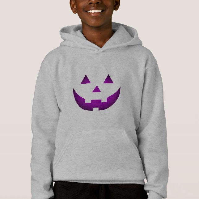 Camiseta Cabeça de abóbora roxa do Halloween Jack o lantern (Frente)