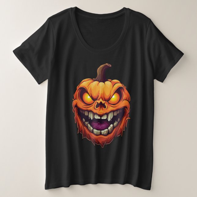 Camiseta Cabeça de Abóbora Sorrindo Sinistramente (Frente do Design)