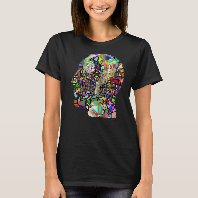 Camiseta Cabeça de Abstrato cromática colorida cromática de (Frente)