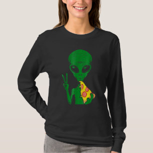 Camiseta Cabeça de Alien Comendo Pizza Ufo Extraterrestre