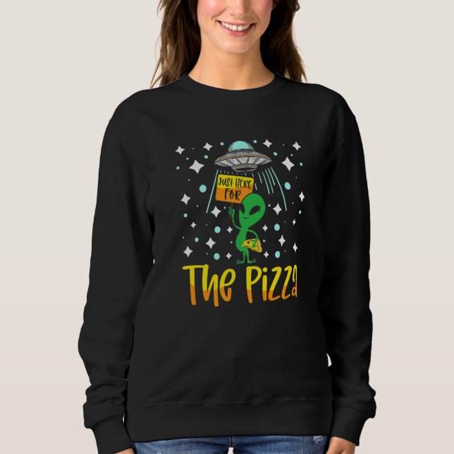 Camiseta Cabeça de Alien Comendo Pizza UFO Extraterrestre F (Frente)