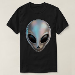 Camiseta Cabeça de Alien em Cromo Metálico Retro Y2K Ficção