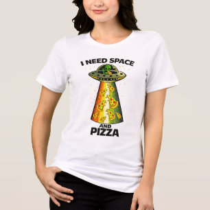 Camiseta Cabeça de Alien Engraçado Comendo Pizza OVNI Extra