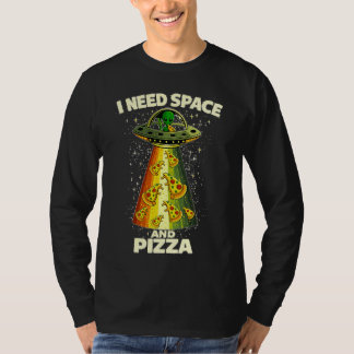 Camiseta Cabeça de Alien Engraçado Comendo Pizza OVNI Extra