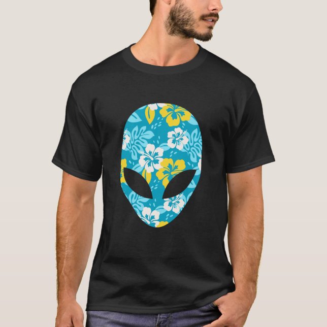 Camiseta Cabeça de Alien Havaiano - Alien Divertido (Frente)