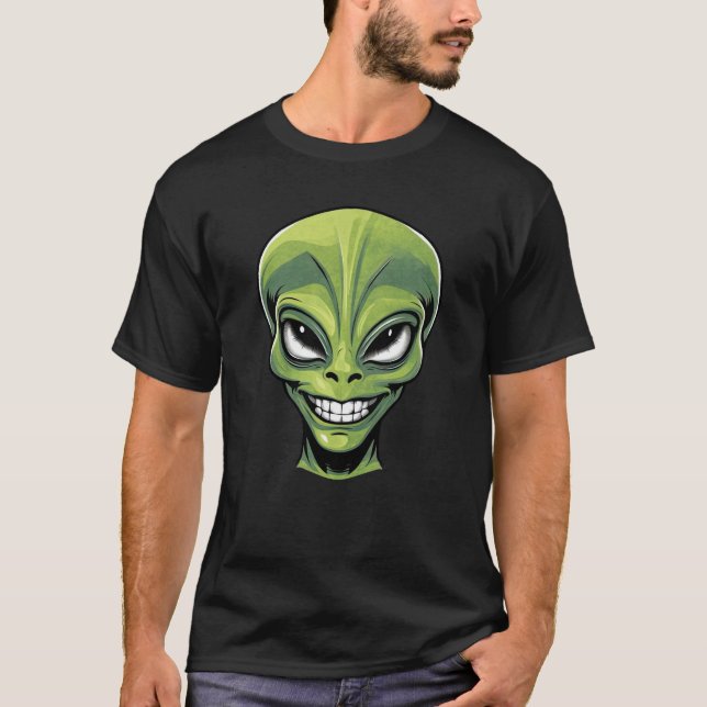Camiseta Cabeça de Alienígena Verde (Frente)