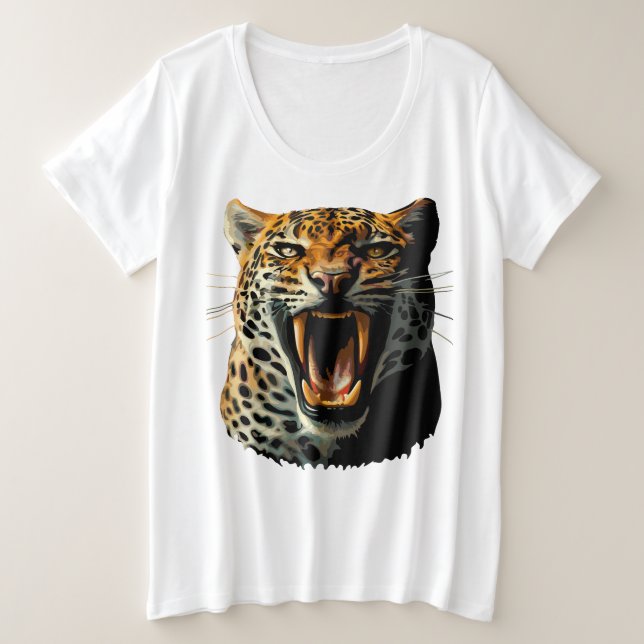 Camiseta Cabeça de ataque com picos-leopardo (Frente do Design)