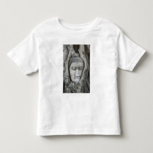 Camiseta Cabeça de Buda em arenito cercada por árvore