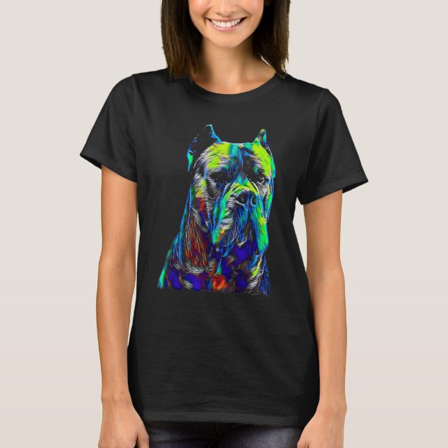 Camiseta Cabeça de Cão Cane Corso em Aquarela (Frente)