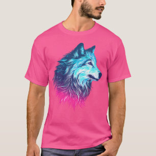 Camiseta Cabeça de Cão Lobo Silhueta Cósmica Galáctica Natu