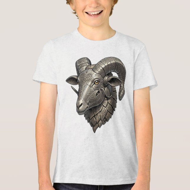 Camiseta Cabeça de Carneiro de Prata Celta Poderosa com Pad (Frente)