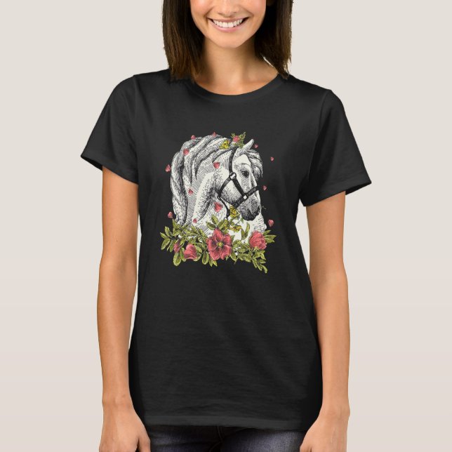 Camiseta Cabeça de Cavalo com Flores Para Cavalos (Frente)