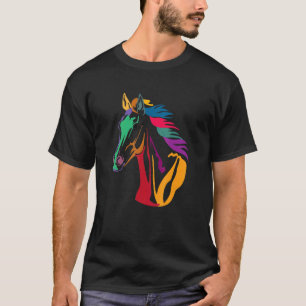 Camiseta Cabeça De Cavalo De Amor Fofo Colorido Para Homens