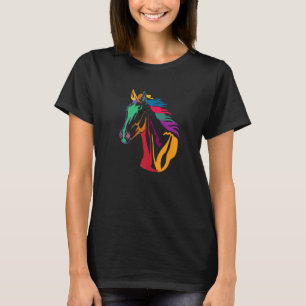 Camiseta Cabeça De Cavalo De Amor Fofo Colorido Para Homens