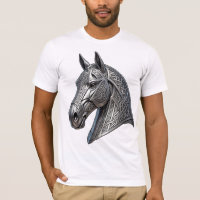 Cabeça de Cavalo de Prata Celta Majestosa com Padr