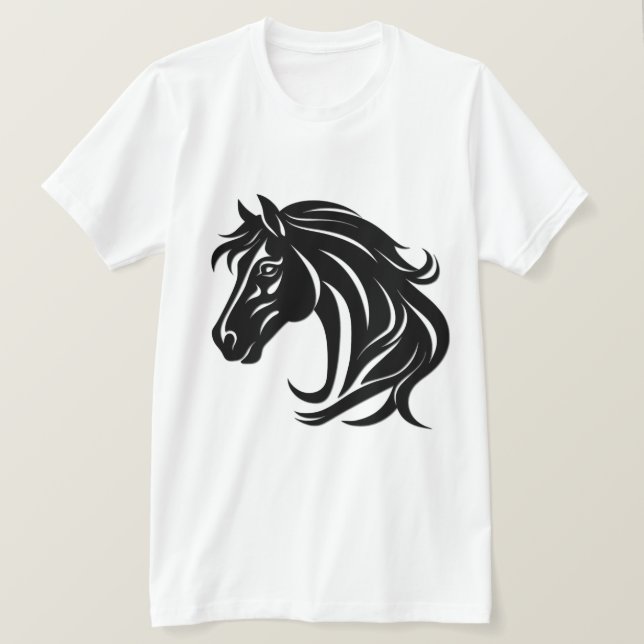 Camiseta Cabeça de Cavalo Preto Magnífico (Frente do Design)