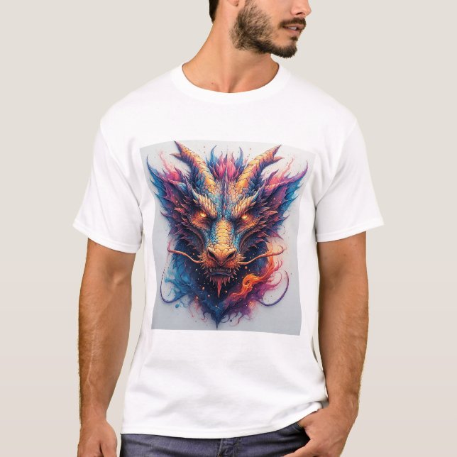 Camiseta Cabeça de Dragão com Olhos Ferozes (Frente)