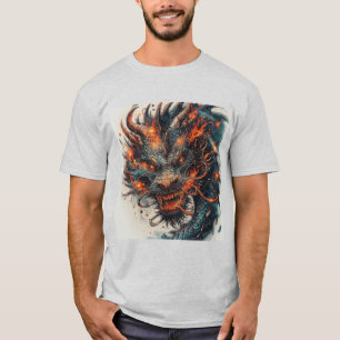Camiseta Cabeça de Dragão Com Olhos Ferozes