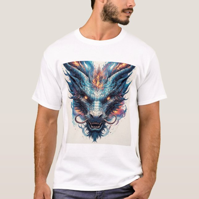 Camiseta Cabeça de Dragão com Olhos Ferozes (Frente)