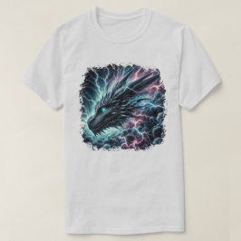 Camiseta Cabeça de Dragão em uma tempestade com raios