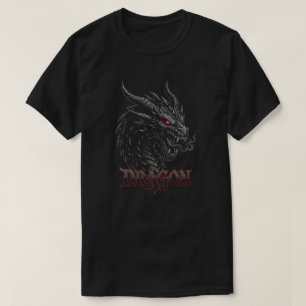 Camiseta Cabeça de Dragão Gótico Feroz Arte Vetorial de Fan