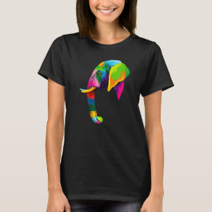 Camiseta Cabeça de Elefante Arte Colorida Animais Aquarela 