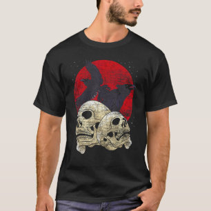 Camiseta Cabeça De Esqueleto Assustadora Caveira Raven Góti