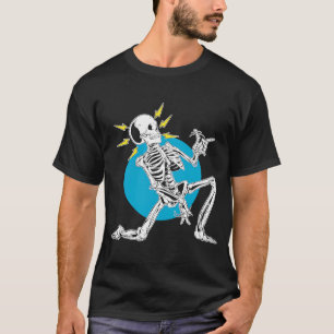 Camiseta Cabeça de Esqueleto Tocando Rock Acústico em Sua G