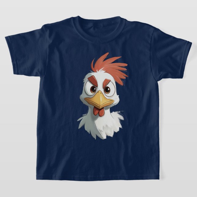 Camiseta Cabeça de Frango de Desenho Animado Irritado (Postura )