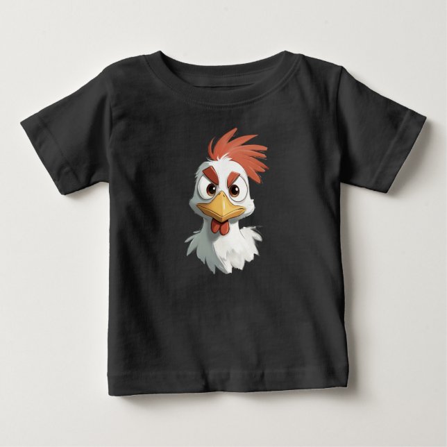 Camiseta Cabeça de Frango de Desenho Animado Irritado (Frente)