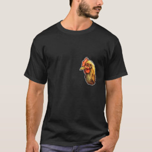 Camiseta Cabeça de Frango Detalhada Feminina sobre V Nec do