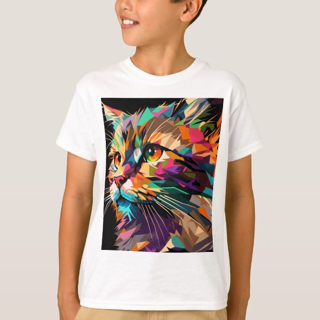 Camiseta Cabeça de gato com pop (Frente)